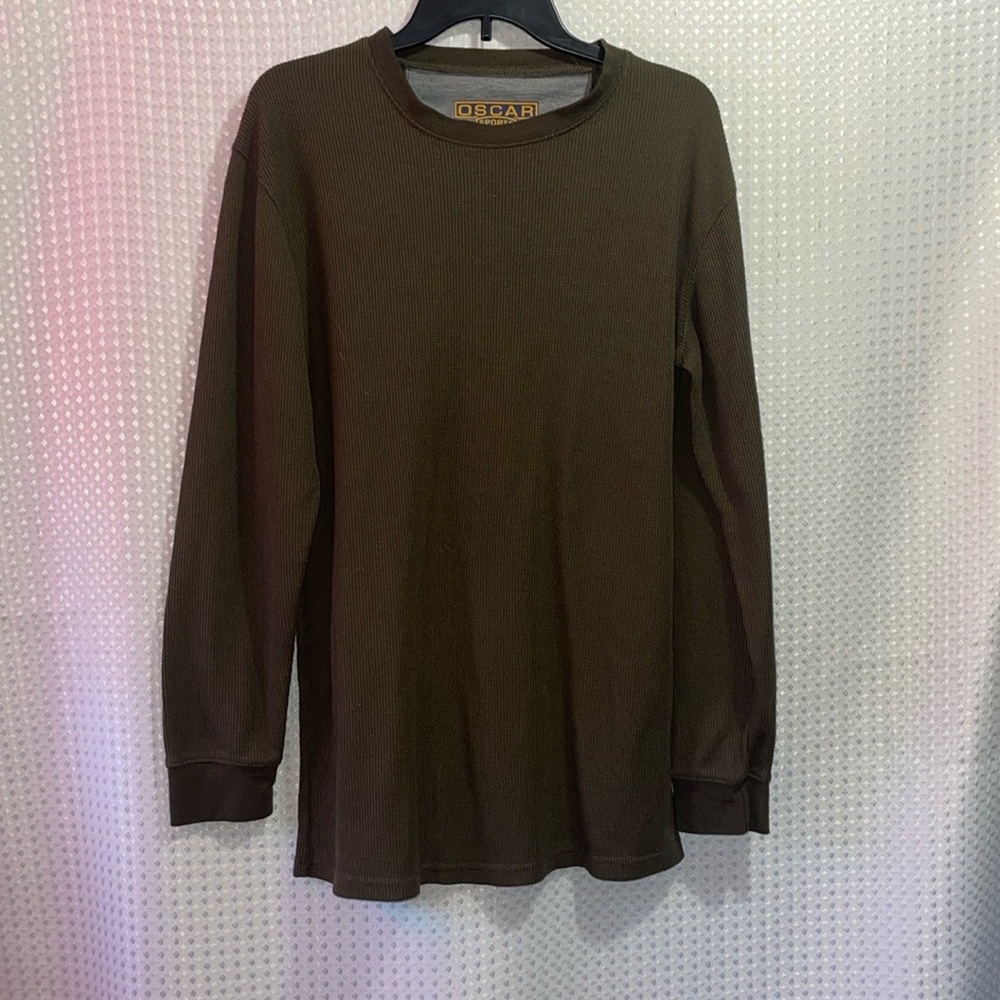 Thermal Shirt OSCAR Sports S Long Sleeve Henley Long Johns Cotton Blend Waffle